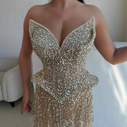 Luxury Kosovo Crystal A-Line Two Piece Evening Dress LA73209 - SERENE HILL