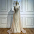 Luxury Designer Beige Beaded Evening Dress with Cape Sleeves LA72992 - SERENE HILL