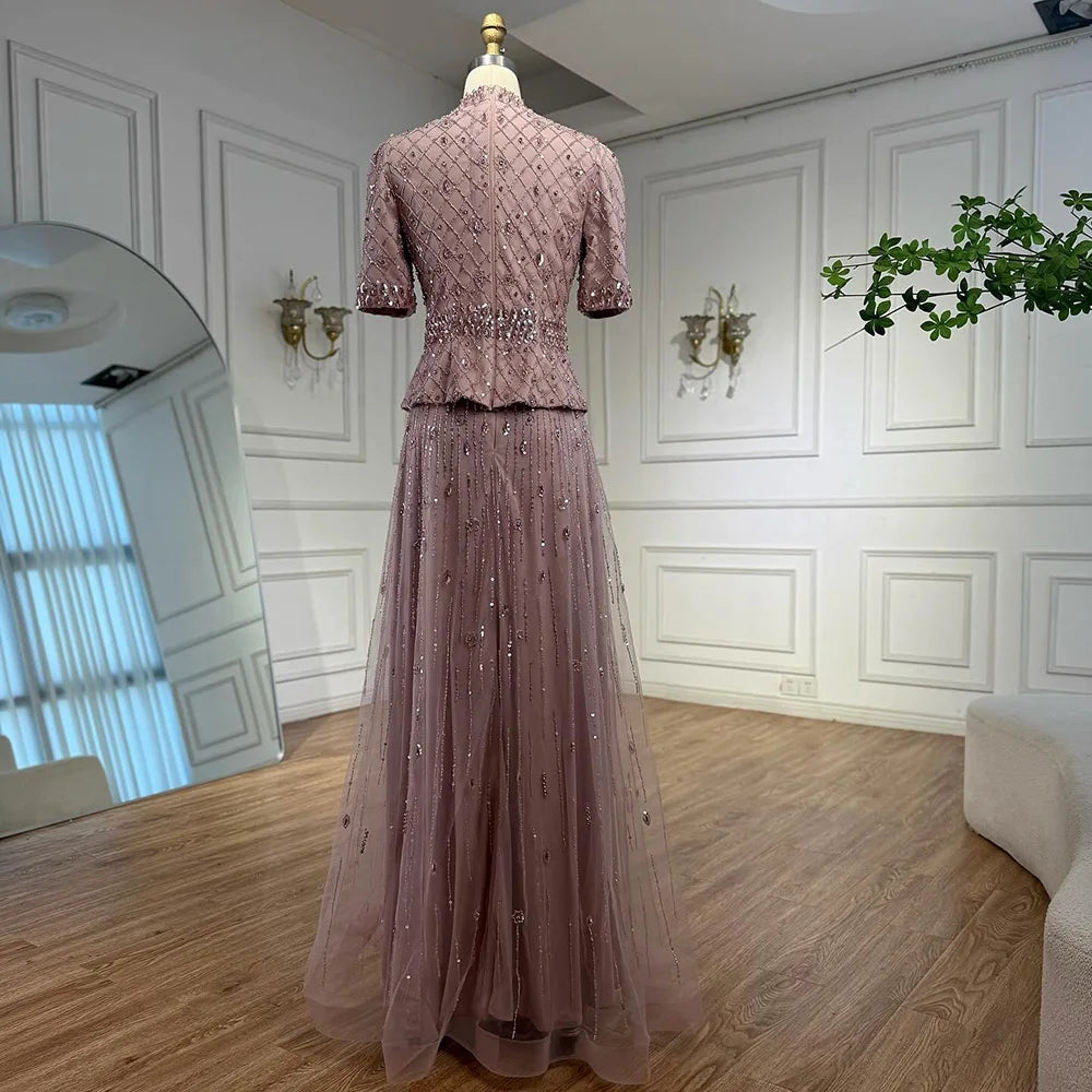 Luxury Designer Arabic Pink Evening Dress LA72955 - SERENE HILL