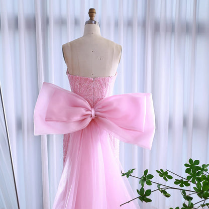 Luxury Dubai Pink Bow Evening Dress LA73061A - SERENE HILL