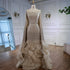 Elegant Nude Beaded Evening Dress with Cape Sleeves LA72317C - SERENE HILL