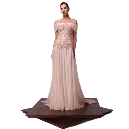 Luxury Pink A-Line Beaded Evening Dress LA73438 - SERENE HILL