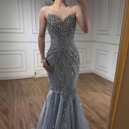 Luxury Pink Beaded Mermaid Evening Dress LA73124 - SERENE HILL