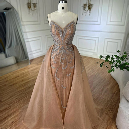 Luxury Turquoise Mermaid Evening Dress with Overskirt LA72880 - SERENE HILL