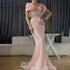 Pink One-Shoulder Luxury Beaded Cut Out Mermaid Evening Dress LA72455 - SERENE HILL