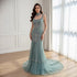 Luxury Turquoise Arabic Mermaid Beaded Evening Dress LA73189B - SERENE HILL