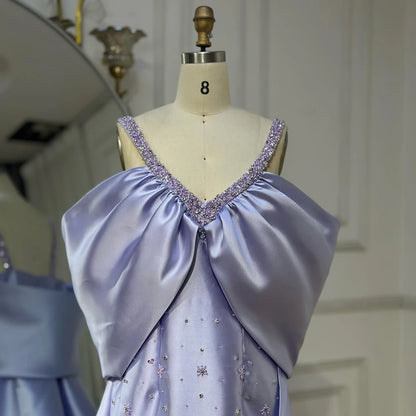 Lilac Off Shoulder Lilac Evening Dress with Cape Beaded Wedding Party Gowns LA72529 - SERENE HILL