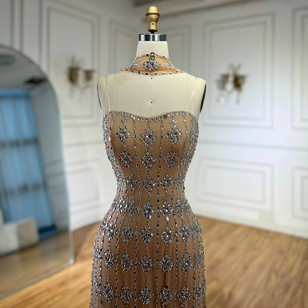 Luxury Nude Beaded Mermaid Evening Dress for Occasion Saudi LA72871 - SERENE HILL