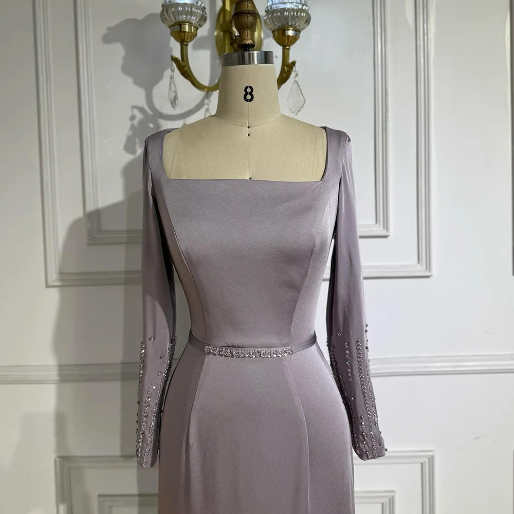 Luxury Lilac Ruffles Dubai Evening Dress Saudi Wedding Party LA72952 - SERENE HILL