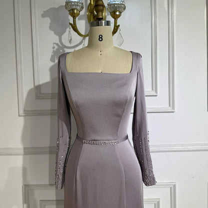 Luxury Lilac Ruffles Dubai Evening Dress Saudi Wedding Party LA72952 - SERENE HILL