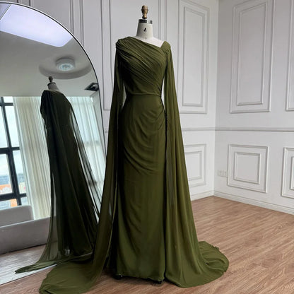 Luxury Olive Green Beaded Stretch Mermaid Evening Dress LA73092 - SERENE HILL