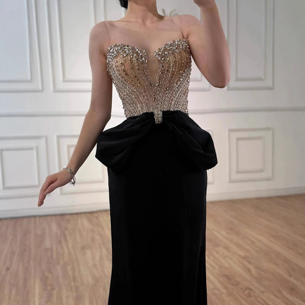 Designer Red Satin Evening Dress with Bow LA73060 - SERENE HILL