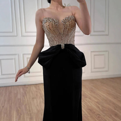 Designer Red Satin Evening Dress with Bow LA73060 - SERENE HILL