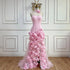 Elegant Evening Dress for Girls Arabic Pink 3D Flowers Elegant Srapless Dress Side Split Prom Party Gowns LA72568 - SERENE HILL