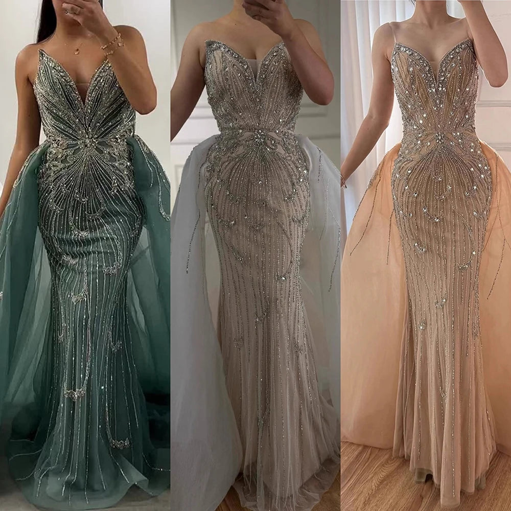 Luxury Turquoise Mermaid Evening Dress with Overskirt LA72880 - SERENE HILL