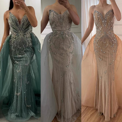 Luxury Turquoise Mermaid Evening Dress with Overskirt LA72880 - SERENE HILL