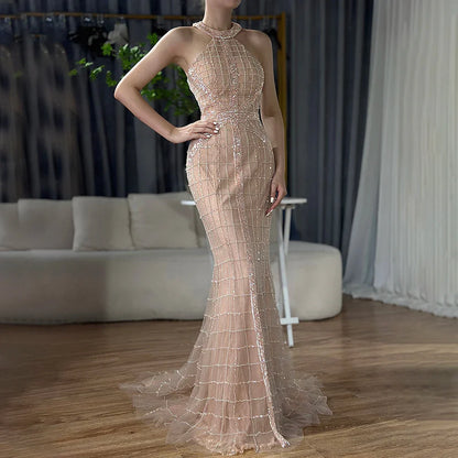 Luxury Pink Mermaid Evening Dresses On Sale No Return No Refund Sale Newest Fashion LA6124 - SERENE HILL