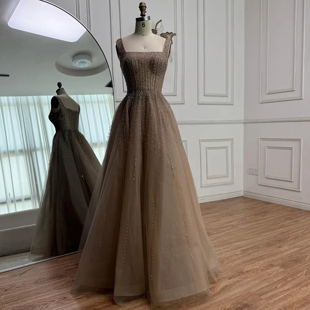 Purple Luxury Square Evening Dresses Arabic Gowns For Party Prom Dress Party LA72857 - SERENE HILL