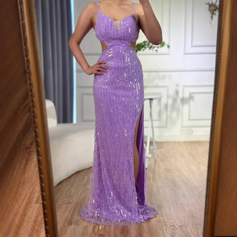 purple sequin formal dress Dramatic Two-Tone Purple Sequin Prom Dress main image 1
