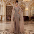 Luxury Nude Beaded Mermaid Evening Dress with Cape Sleeves LA71429B - SERENE  HILL