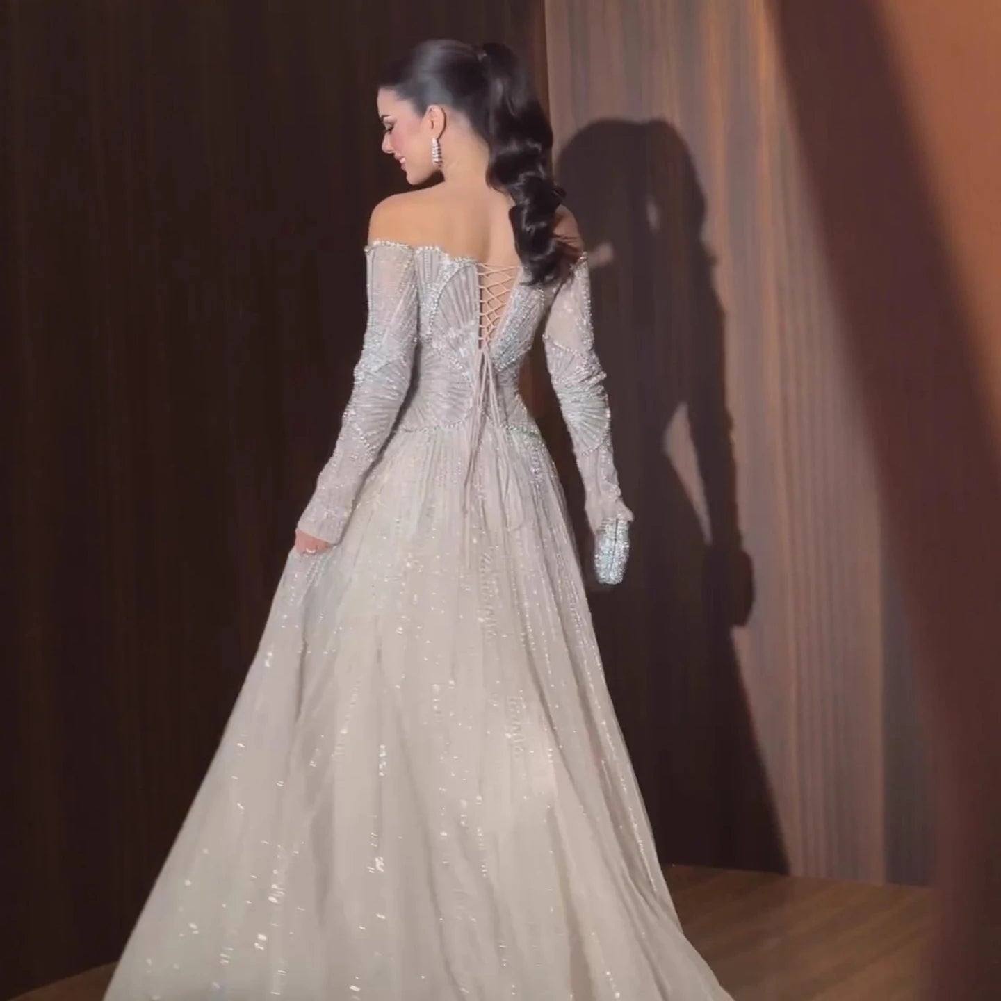 Luxury Beige Arabic A-Line Evening Dress 2026 For Wedding Party LA73333 - SERENE HILL