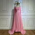 Luxury Arabic Pink Mermaid Evening Dress with Feather Cape LA72855 - SERENE HILL