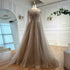 Luxury Caramel Beaded Evening Dress with Cape LA72994 - SERENE HILL