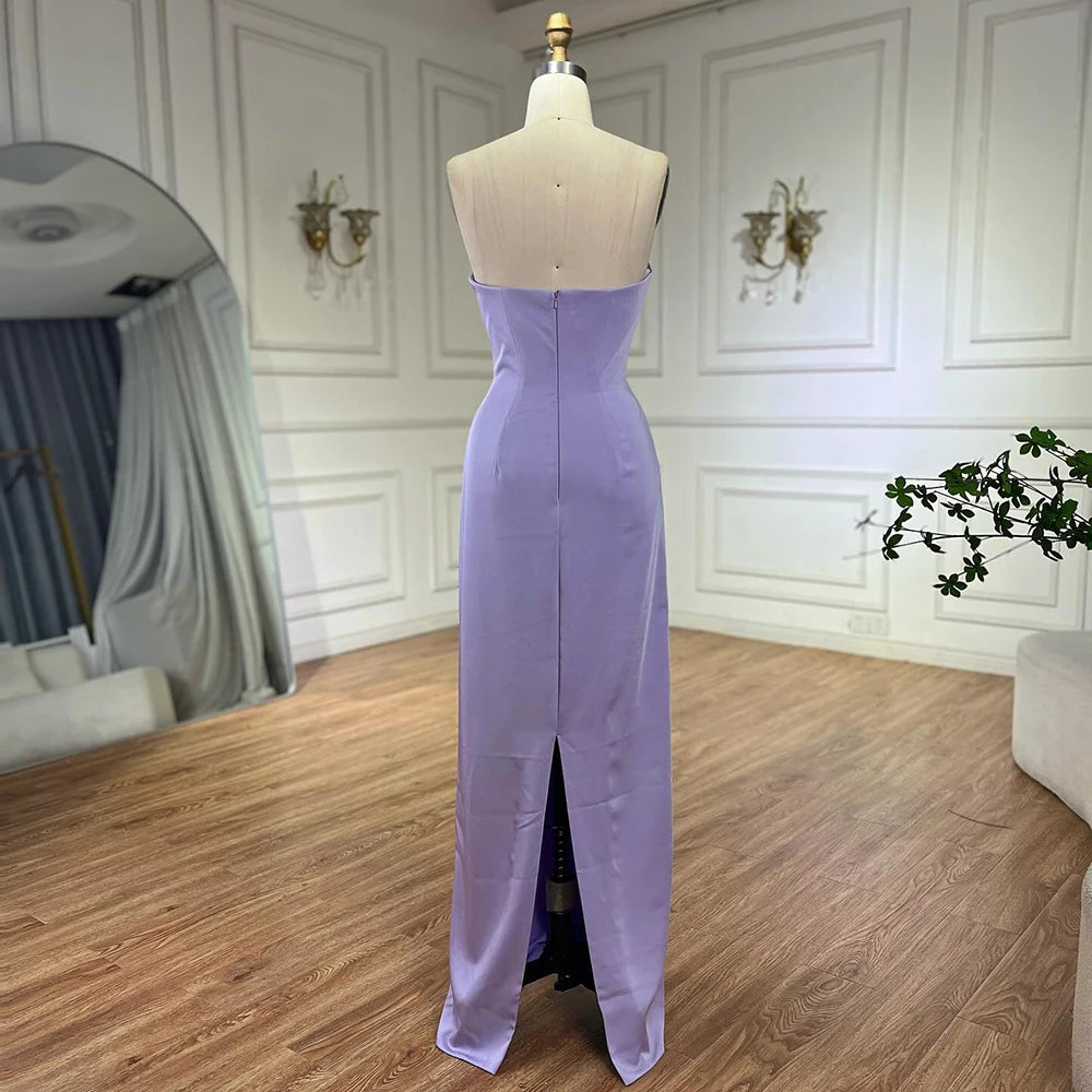 Lilac Elegant Evening Dresses with Luxury Beaded Long Cape Gown for Party LA72828 - SERENE HILL
