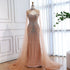 Luxury Nude Mermaid Evening Dress with Cape Sleeves LA73118 - SERENE HILL