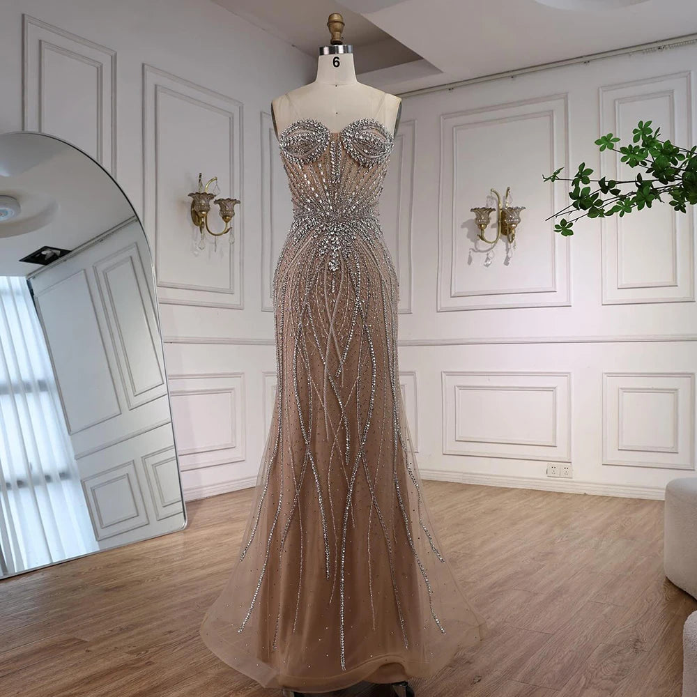 Luxury Nude Beaded Mermaid Evening Dress LA73133 SERENE HILL Luxury Nude Beaded Mermaid Evening Dress LA73133 SERENE HILL