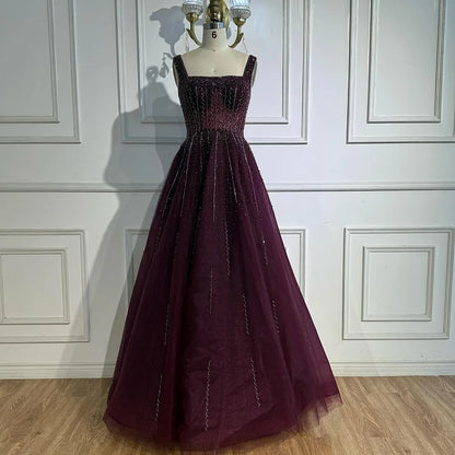Purple Luxury Square Evening Dresses Arabic Gowns For Party Prom Dress Party LA72857 - SERENE HILL