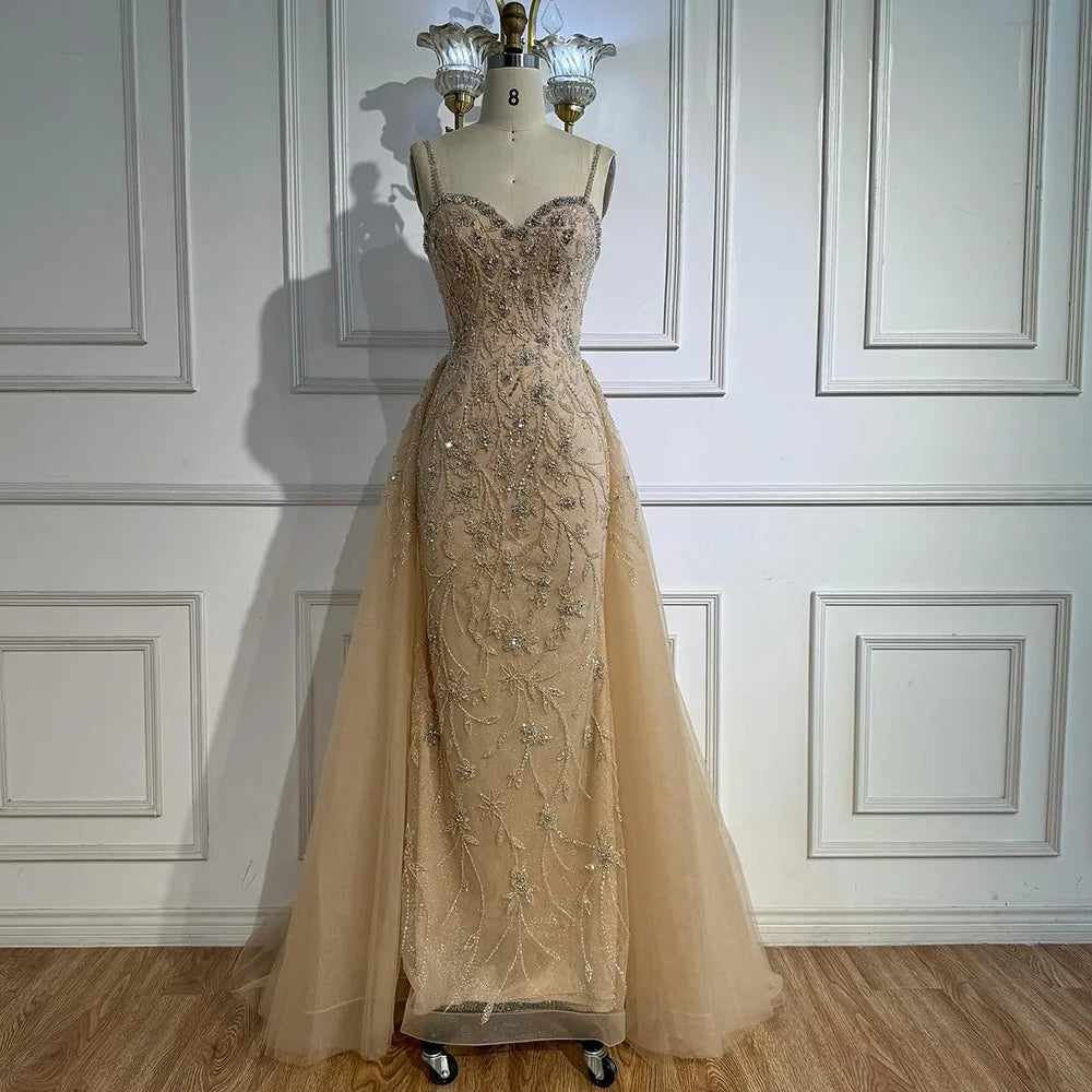Luxury Nude Beaded Evening Dress with Overskirt 2025 LA73121 - SERENE HILL
