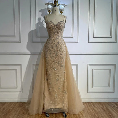 Luxury Nude Beaded Evening Dress with Overskirt 2025 LA73121 - SERENE HILL