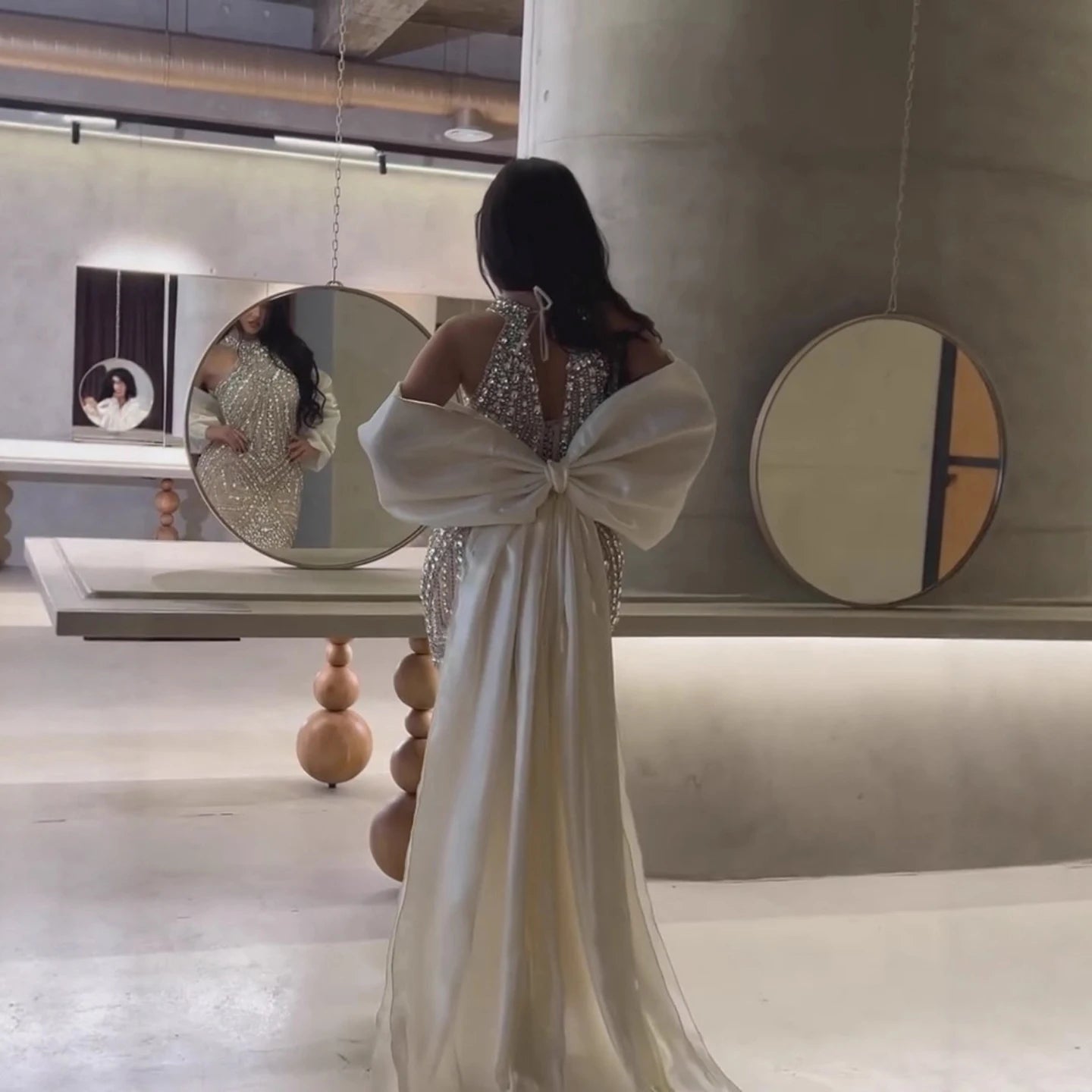 Luxury Kosovo Nude Halter Beaded Evening Dress with Bow Cape LA73218 Nude / 14 Luxury Kosovo Nude Halter Beaded Evening Dress with Bow Cape LA73218 Nude / 14