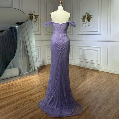 Dubai Elegant Purple Evening Dress with Sleeveless Tulle LA72790 - SERENE HILL