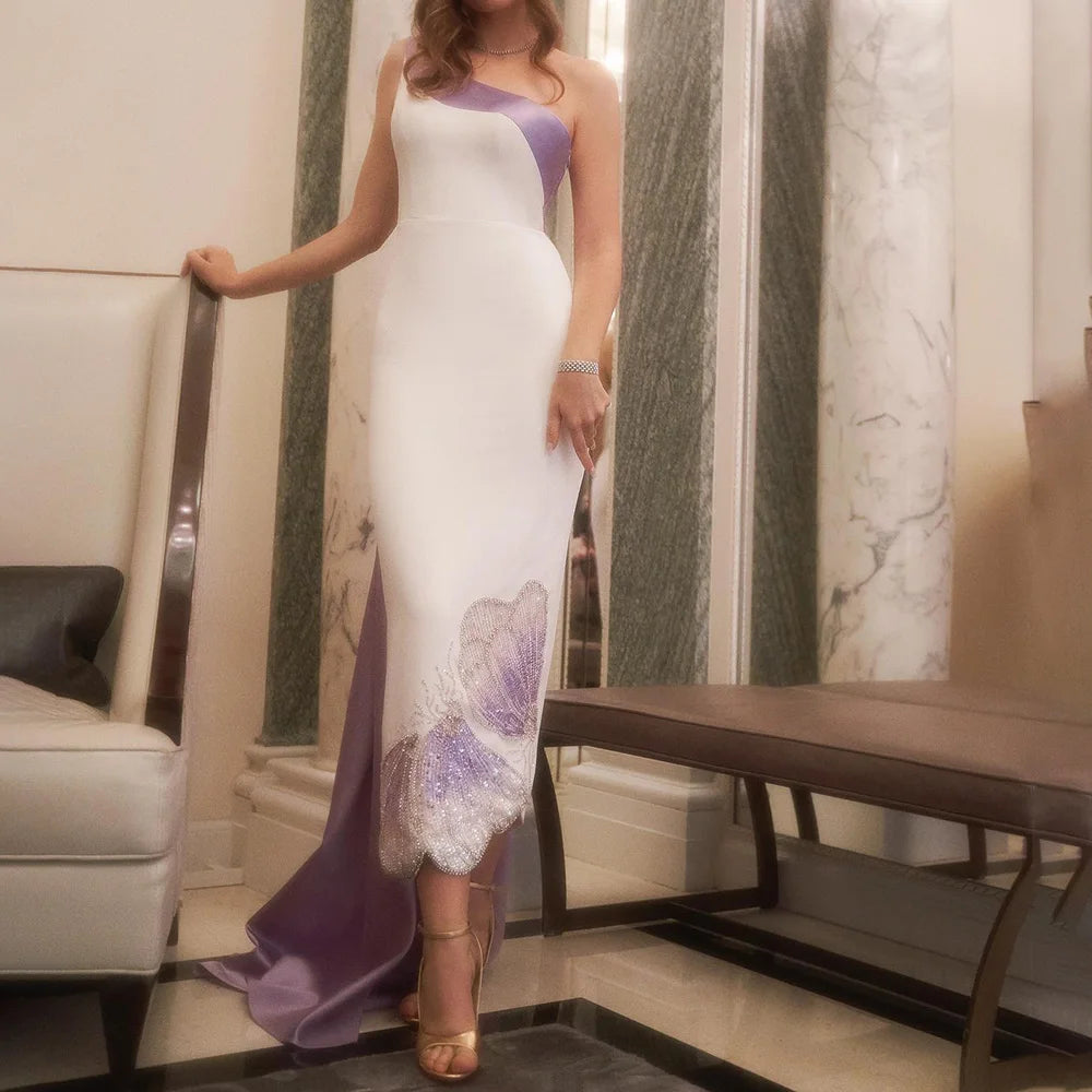 White Lilac Butterfly Luxury Evening Dresses LA72213 - SERENE HILL