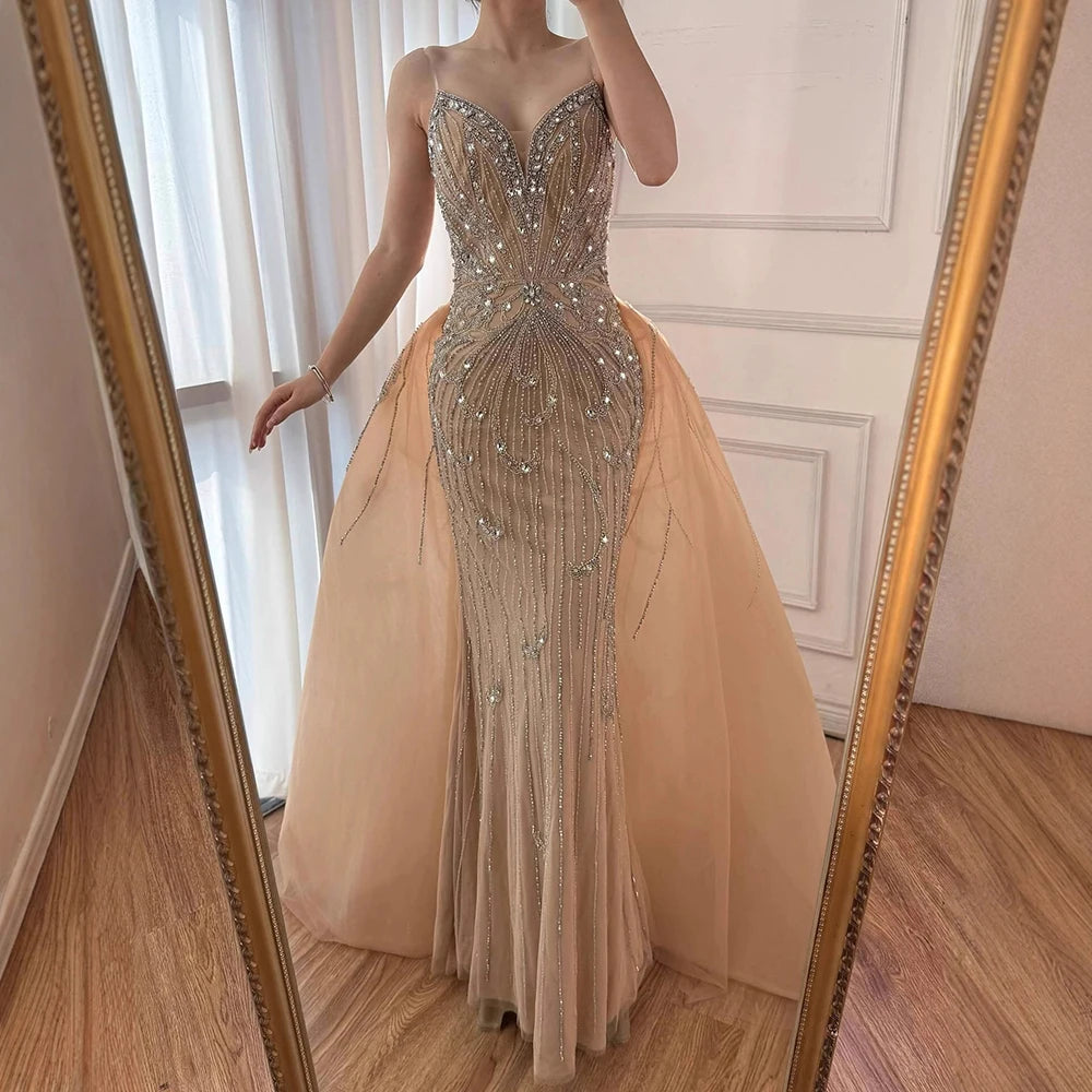 Luxury Turquoise Mermaid Evening Dress with Overskirt LA72880 - SERENE HILL