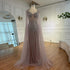 Luxury Nude Beaded Evening Dress with Cape Sleeves LA72575C - SERENE HILL