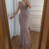 Luxury Brown Mermaid Elegant Beaded Evening Dress Gown with Feathers LA70801 - SERENE HILL