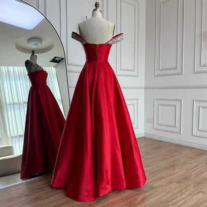 Luxury Red Beaded A-Line Prom Dress with Spaghetti Straps LA73049 - SERENE HILL