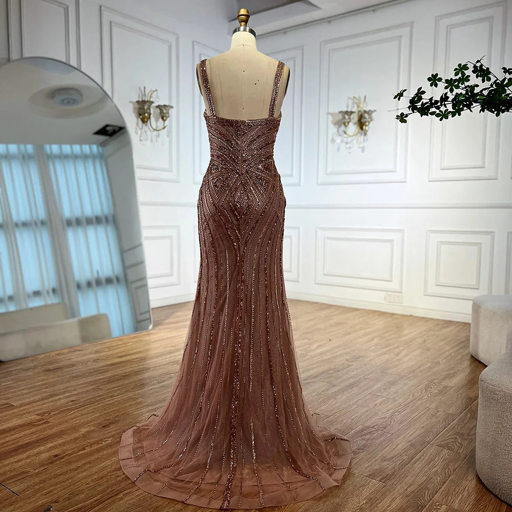 V Neck Beaded Sleeveless Mermaid Evening Dress LA73013 - SERENE HILL