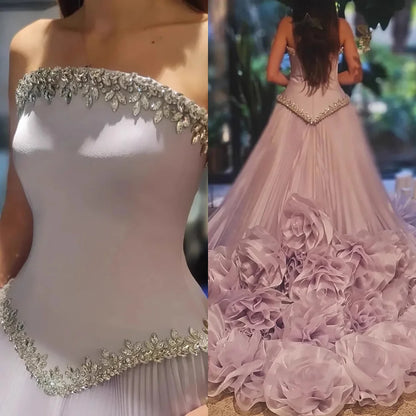 Luxury Lilac Beaded Evening Dress with Floral Train LA72913A - SERENE HILL
