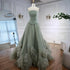 Elegant Sage Green 3D Flowers A Line Evening Dresses Gowns LA72913 - SERENE HILL