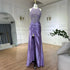 Luxury Dubai Lilac Halter Neck Satin Split Mermaid Evening Dress LA72668 - SERENE HILL