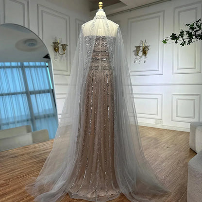 Luxury Dubai Caramel A-Line Beaded Evening Dress LA72873 - SERENE HILL