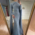 Modest Blue Muslim Beaded Evening Gown with Cape Sleeves LA72533 - SERENE HILL