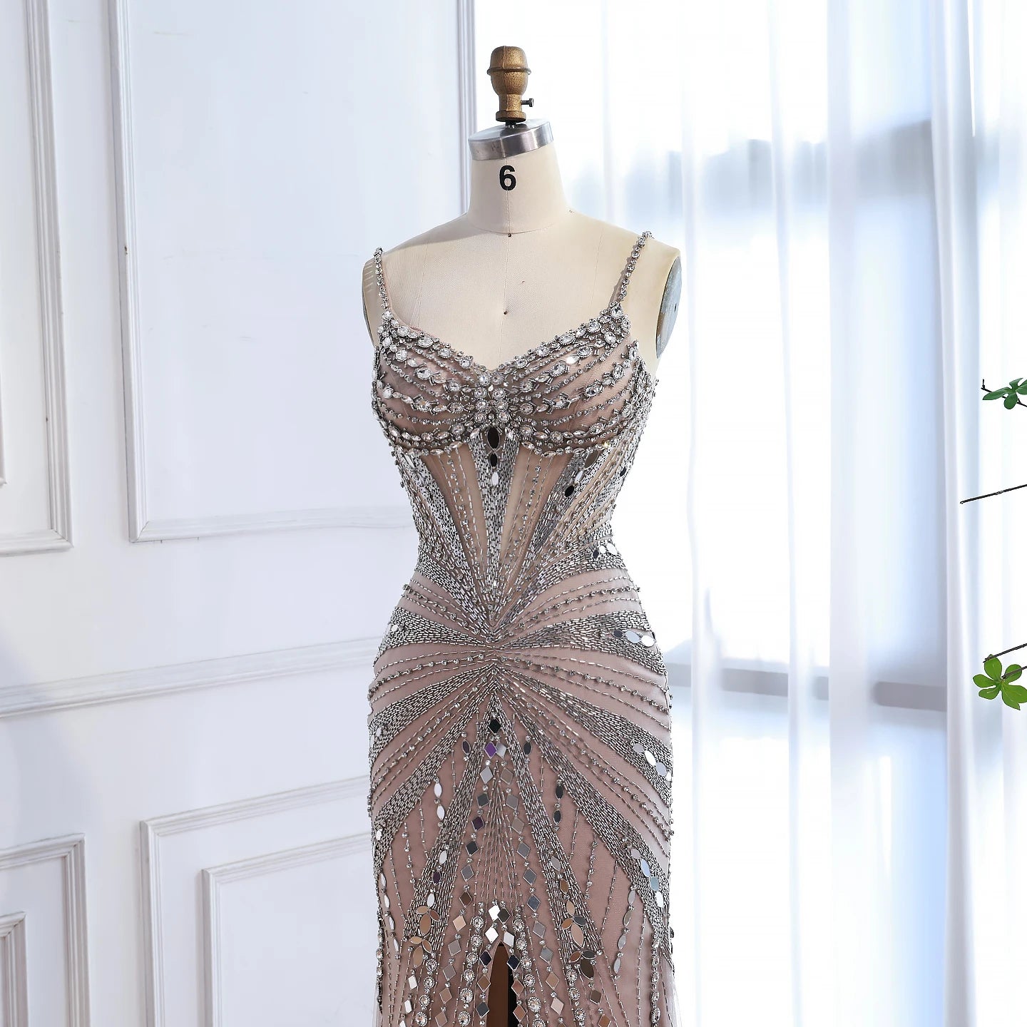 Luxury Nude Corset Beaded Mermaid Prom Dress LA72803A - SERENE HILL