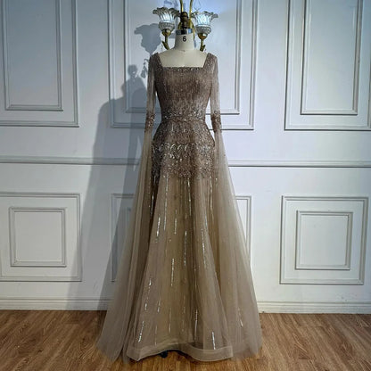 Luxury Green A-LineBeaded Evening Dress with Cape Sleeves LA73089 - SERENE HILL