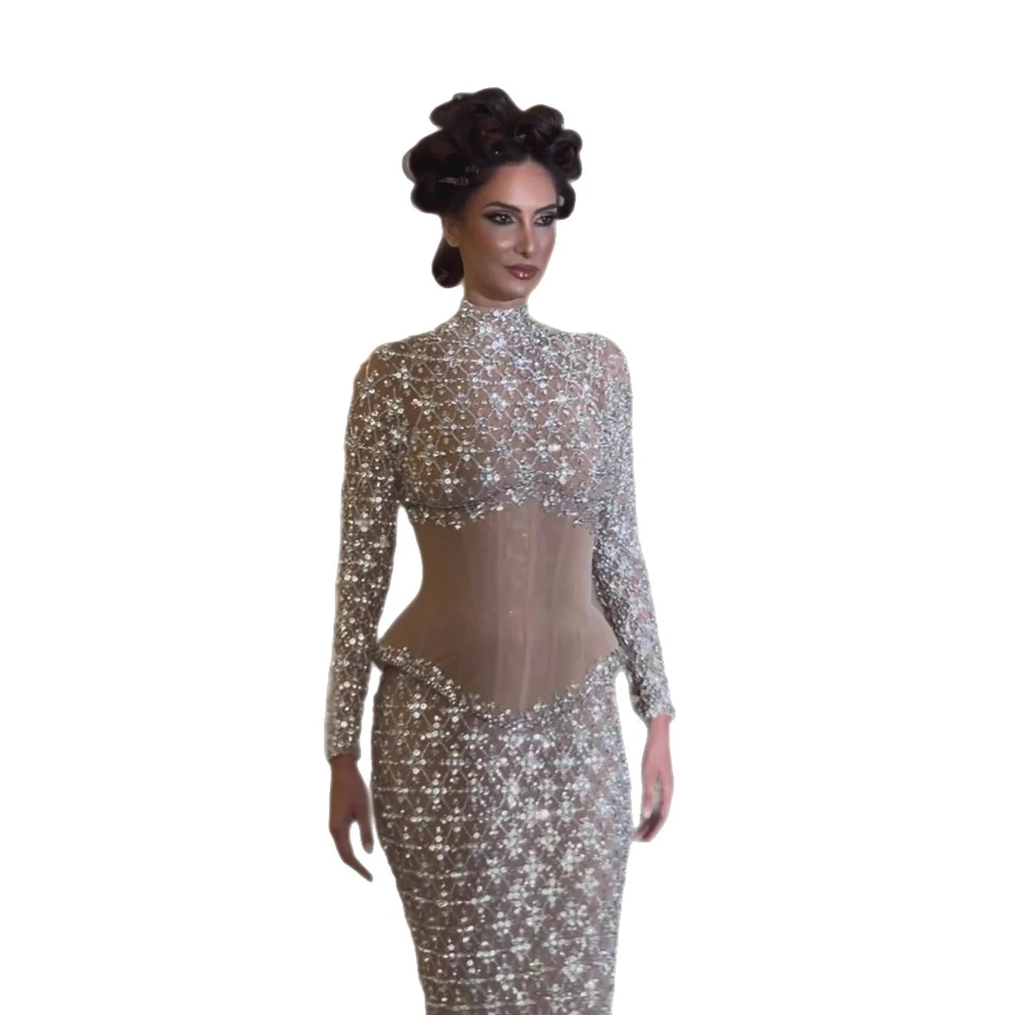 Luxury Nude Beaded Two Pieces Corset Evening Dress LA73335 - SERENE HILL