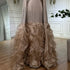 Elegant Nude Beaded Evening Dress with Cape Sleeves LA72317C - SERENE HILL